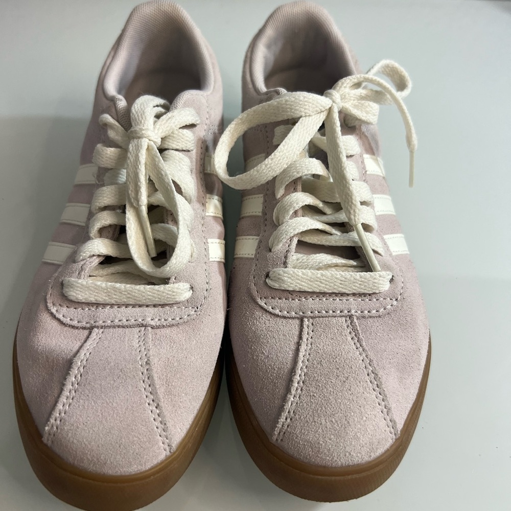 Adidas Women's Soft Pink and White Sneakers